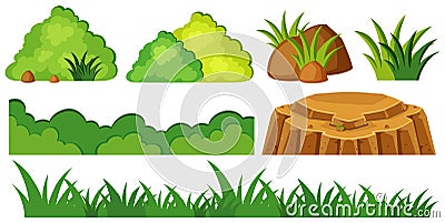 Grass and rocks in garden Vector Illustration