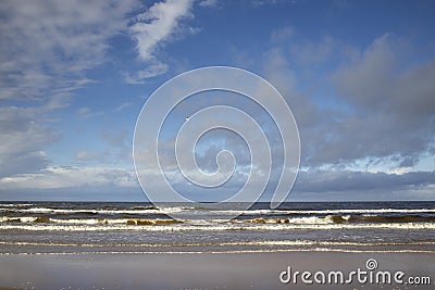Grass sand dune beach sea view, Baltic Sea Stock Photo