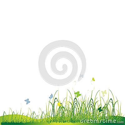 Grass silhouette green, summer Vector Illustration
