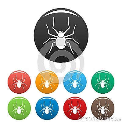 Grass spider icons set color Vector Illustration