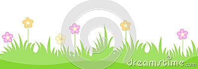 Grass with spring flowers Vector Illustration