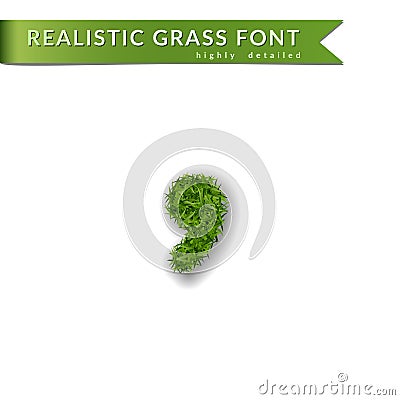 Grass symbol coma, apostrophe text, alphabet 3D design. Green font isolated white background, shadow. Symbol eco nature Vector Illustration