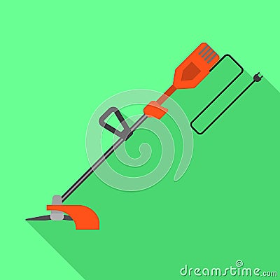 Grass trimmer icon, flat style Vector Illustration