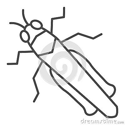 Grasshopper thin line icon, Insects concept, locust sign on white background, cricket icon in outline style for mobile Vector Illustration