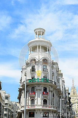 Grassy Building at Gran VÃ­a, Madrid, Spain Editorial Stock Photo