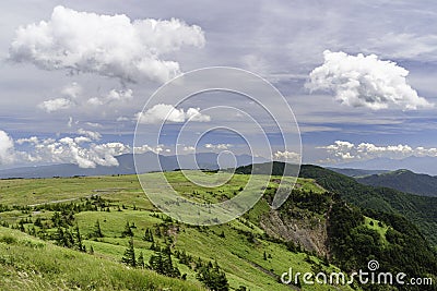 Grassy Highland in Japanese Mountains Stock Photo