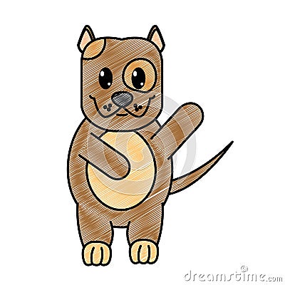 Grated adorable and cute dog animal with hand up Vector Illustration