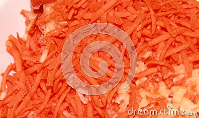 Grated carrot with Apple. Vitamin snack Stock Photo