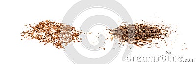 Grated Chocolate Pile Isolated, Crushed Shavings, Crumbs, Flakes, Cocoa Sprinkles Stock Photo