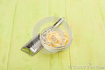 Grated hard cheese Stock Photo