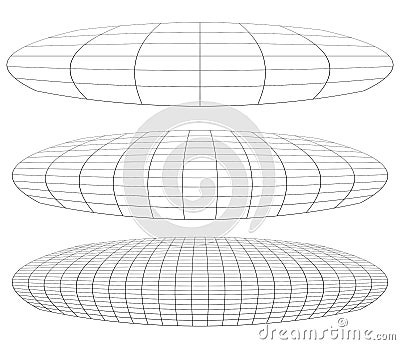 Graticule grid, mesh plane with deform, distortion effect. Reticulate, grate, plexus abstract pattern Vector Illustration