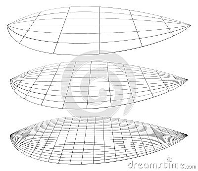 Graticule grid, mesh plane with deform, distortion effect. Reticulate, grate, plexus abstract pattern Vector Illustration