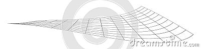 Graticule grid, mesh plane with deform, distortion effect. Reticulate, grate, plexus abstract pattern Vector Illustration