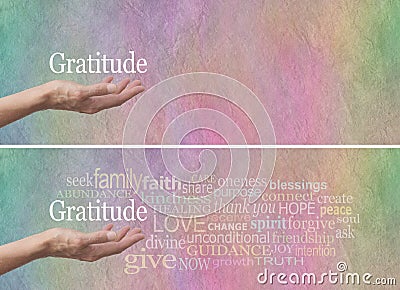 Gratitude Attitude Word Cloud Website Header Stock Photo