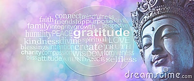 Gratitude Buddhism Word Cloud Banner Stock Photo