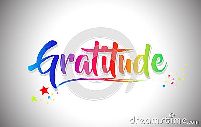 Gratitude Handwritten Word Text with Rainbow Colors and Vibrant Swoosh Vector Illustration