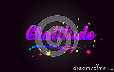 Gratitude Purple Handwritten lettering typography. Word for logotype, badge, icon, card, postcard, logo, banner, tag Vector Vector Illustration