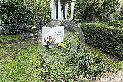 Grave of Christa Wolf at old Dorotheenstaedtischer Friedhof Editorial Stock Photo