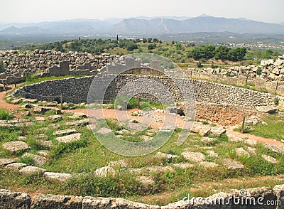 The grave circle of Mycenae, Archaeological site in Peloponnese peninsula Stock Photo