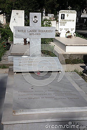 The grave of the father of Blessed Mother Teresa of Calcutta at the cemetery in Skopje Editorial Stock Photo