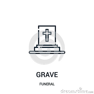 grave icon vector from funeral collection. Thin line grave outline icon vector illustration. Linear symbol for use on web and Vector Illustration