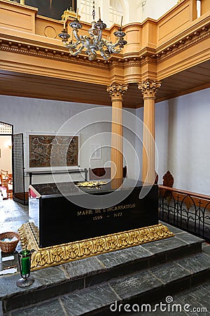 Grave of Marie of the Incarnation was an Ursuline nun Editorial Stock Photo