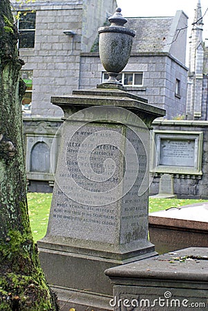 Old grave stone in the Kirk of St Nicholas in Aberdeen, Scotland Editorial Stock Photo