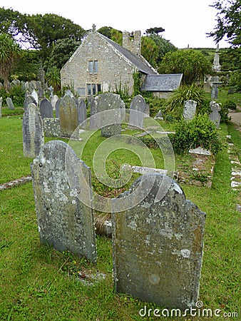 Grave markers in English churchyard Editorial Stock Photo