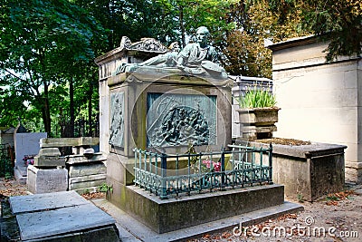 The grave of the painter Theodore Gericault at the Pere Lachaise Editorial Stock Photo