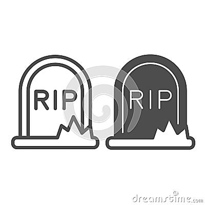 Grave, rip, tombstone, halloween, cemetary line and solid icon, halloween concept, headstone vector sign on white Vector Illustration