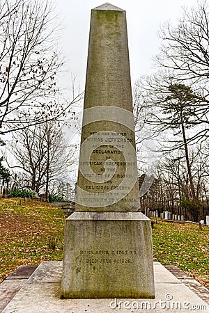 Grave of Thomas Jefferson Editorial Stock Photo