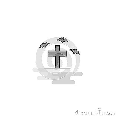 Grave Web Icon. Flat Line Filled Gray Icon Vector Vector Illustration