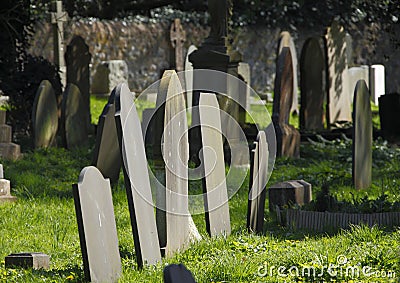 Grave yard head stones Stock Photo