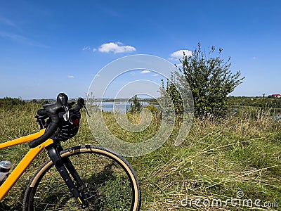 Gravel bicycle in the city park on the summer season Stock Photo