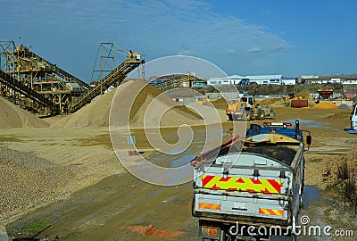 Lorry moving gravel Editorial Stock Photo