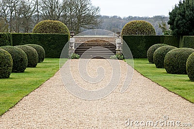 Gravel path in garden Stock Photo