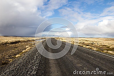 Gravel Road through the Camp (Countryside) East Falkland, Falkla Stock Photo