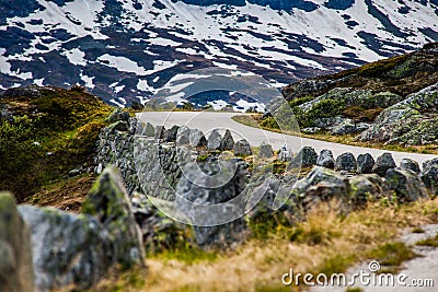 Gravel road on Hardangervidda, Norway Stock Photo