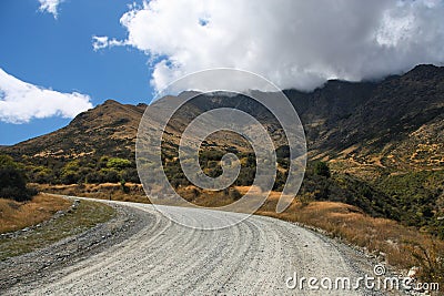Gravel road in South Island, New Zealand Stock Photo
