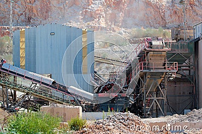 A gravel and sand extraction facility at a construction aggregate quarry Stock Photo