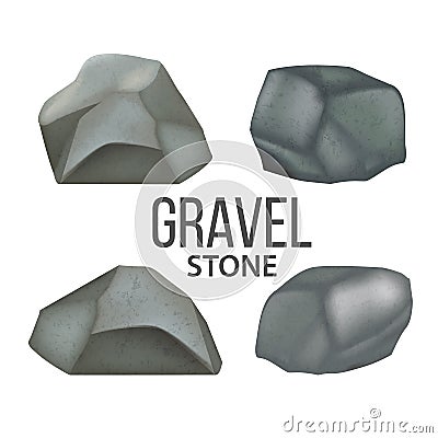 Gravel Stones, Heavy Fieldstones Debris Set Vector Vector Illustration