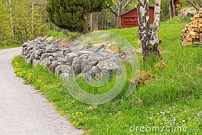 Gravelled countryroad, Sweden Stock Photo