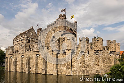 Medieval Gravensteen Castle in Ghent Stock Photo