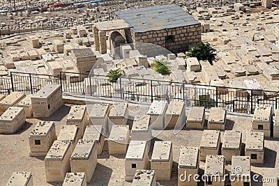 Graves in the ancient jewish cemetery in Jerusalem, Israel Stock Photo