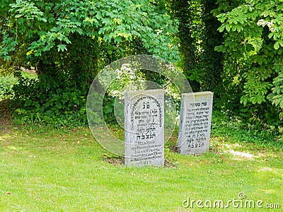 Graves on jewish cemetery in Wijk bij Duurstede, Netherlands Editorial Stock Photo