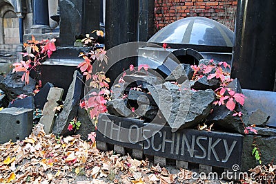 Graves in the old Jewish cemetery in Wroclaw, Wroclaw, Poland, Europe 2018 Editorial Stock Photo