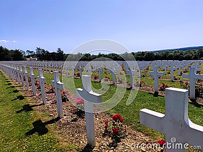 Graves in rows of unidentified French and German soldiers in France on June 15 2022 Editorial Stock Photo