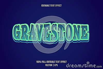Gravestone editable text effect 3 dimension emboss cartoon style Vector Illustration