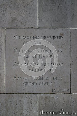 Gravestone on the field of honour in on the grebberberg where a lot of dutch soldiers fall in 1940 at the start of world war 2 in Editorial Stock Photo