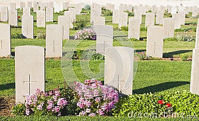 Gravestones in a cemetery Stock Photo